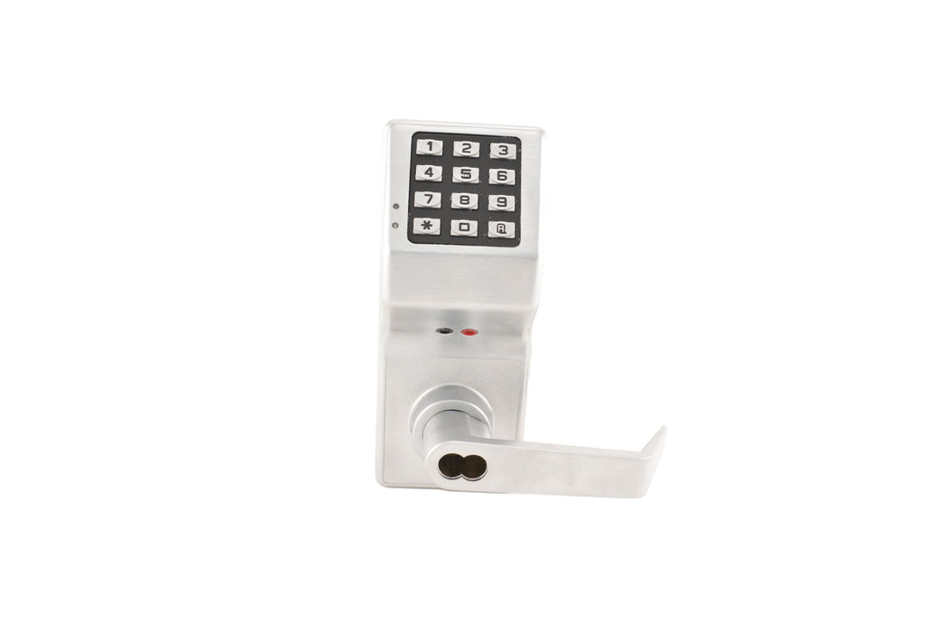 Alarm Lock DL2800IC26D Trilogy Electronic Digital Lever Lock with Interchangeable Core with Enhanced Features Satin Chrome Finish