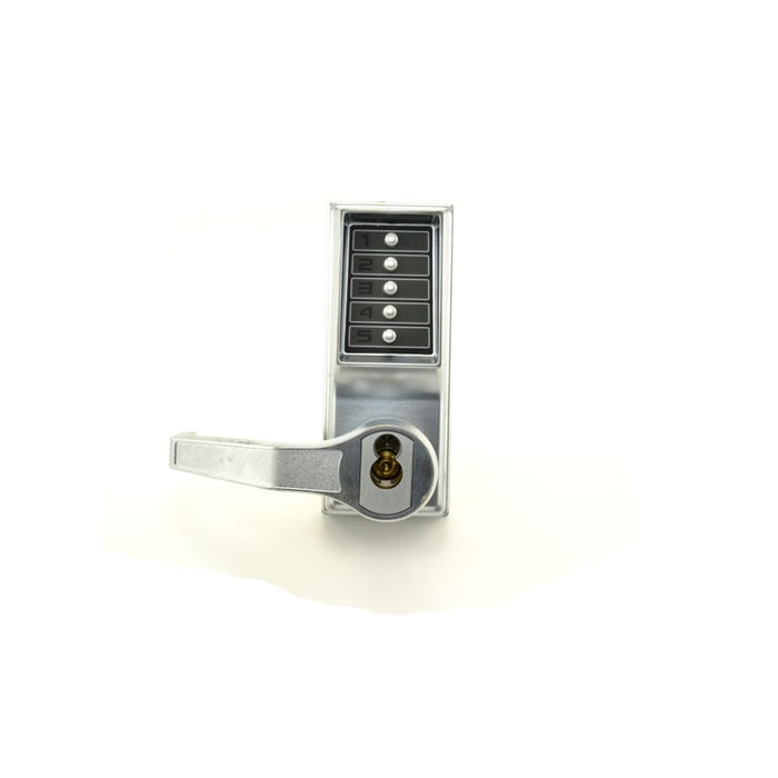 Kaba Simplex L8146S26D Left Hand Mechanical Pushbutton Lever Mortise Lock with Schlage Prep Satin Chrome Finish