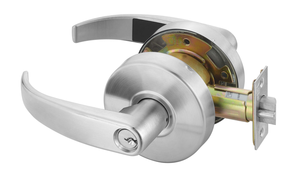 Yale Commercial PB4607LN626 Office Entry Pacific Beach Lever Grade 2 Cylindrical Lock with Para Keyway, MCD234 Latch, and 497-114 Strike US26D (626) Satin Chrome Finish