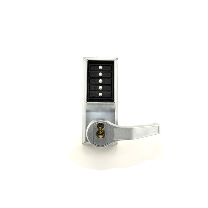 Kaba Simplex RR8146S26D Right Hand Reverse Mechanical Pushbutton Lever Mortise Combination Entry Passage Lockout with Key Override; Schlage Prep Satin Chrome Finish