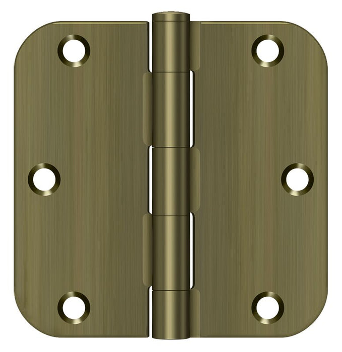 Deltana S35R55 3-1/2" x 3-1/2" x 5/8" Radius Hinge; Residential Thickness; Antique Brass Finish