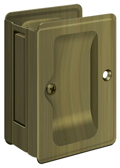 Deltana SDPA325U5 Heavy Duty Pocket Lock; Adjustable; 3-1/4" x 2 1/4" Passage; Antique Brass Finish