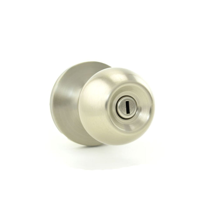 Safelock SK3000RG-15V1 Regina Knob Privacy Lock with New Chassis with RCAL Latch and RCS Strike Satin Nickel Finish