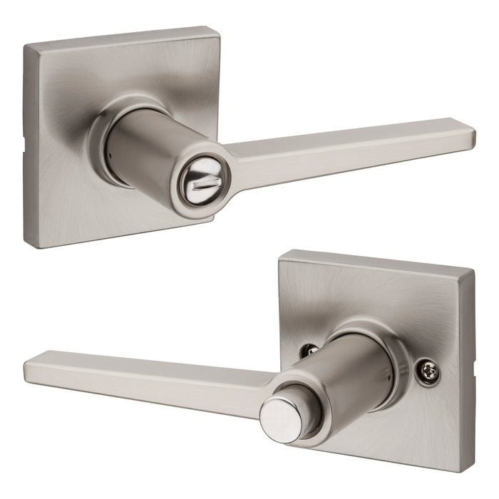 Safelock SL4000DALSQT-15 Daylon Lever with Square Rose Privacy Lock with RCAL Latch and RCS Strike Satin Nickel Finish