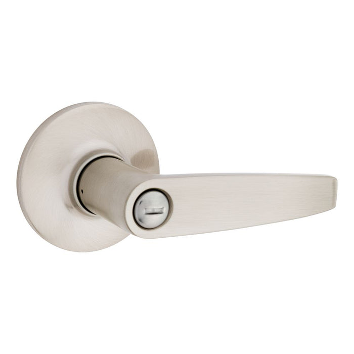 Safelock SL4000WI-15 Winston Lever Round Rose Push Button Privacy Lock with RCAL Latch and RCS Strike Satin Nickel Finish