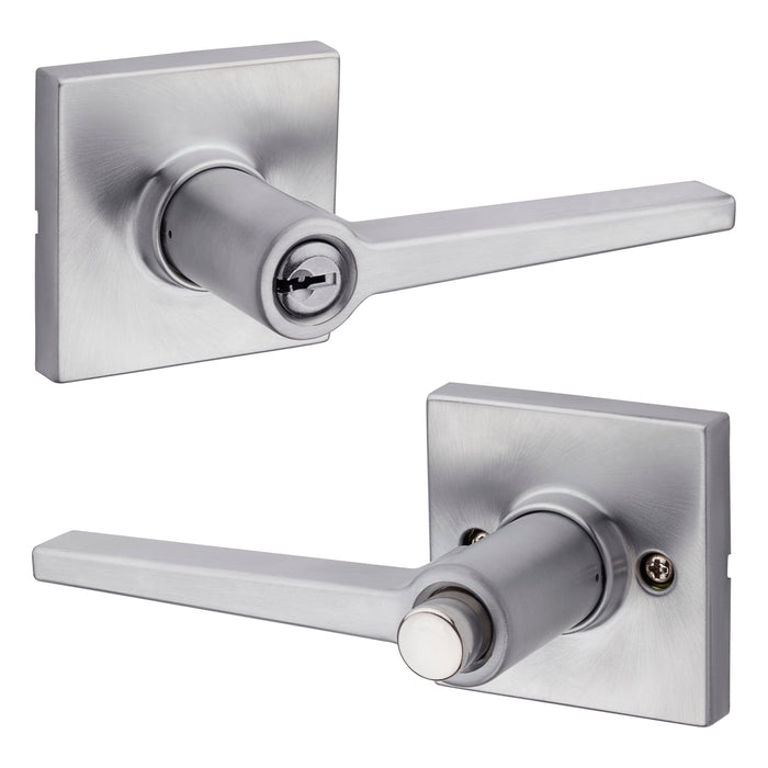 Safelock SL6000DALSQT-26D Daylon Lever with Square Rose Push Button Entry Lock with RCAL Latch and RCS Strike Satin Chrome Finish
