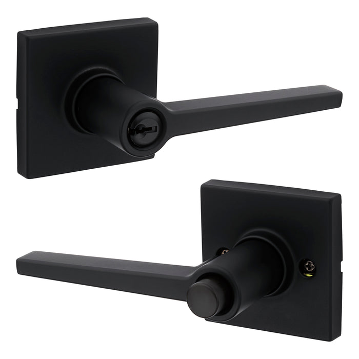 Safelock SL6000DALSQT-514 Daylon Lever with Square Rose Push Button Entry Lock with RCAL Latch and RCS Strike Matte Black Finish