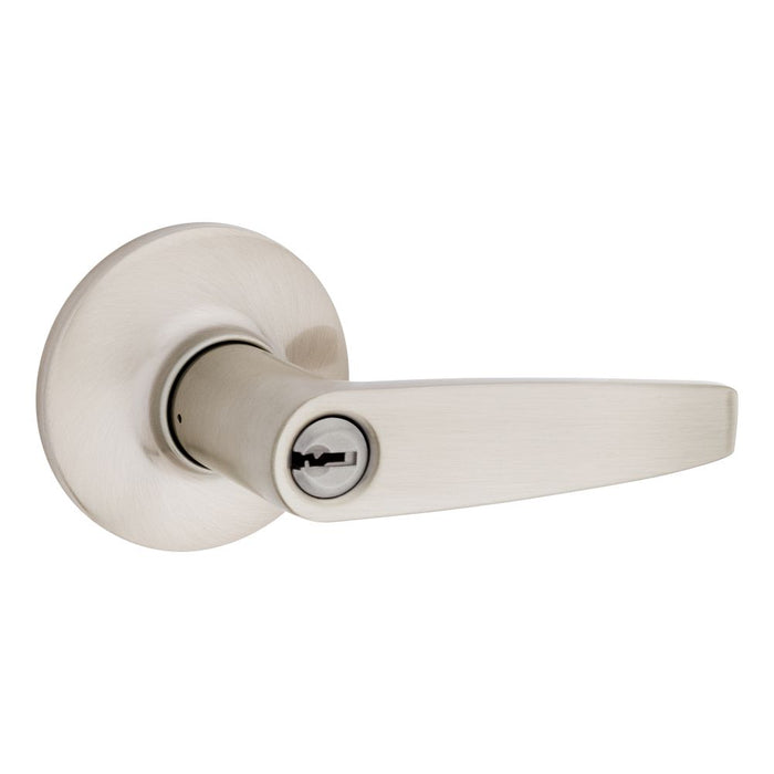 Safelock SL6000WI-15V1 Winston Lever Round Rose Push Button Entry Lock with New Chassis with RCAL Latch and RCS Strike Satin Nickel Finish