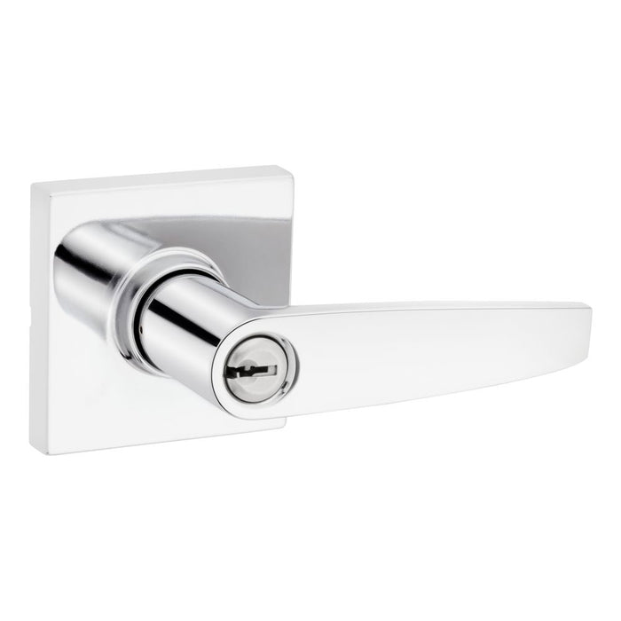 Safelock SL6000WISQT-26 Winston Lever Square Rose Push Button Entry Lock with RCAL Latch and RCS Strike Bright Chrome Finish